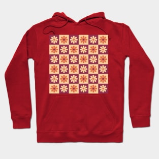 Orange Mod Flower Checkers Hoodie